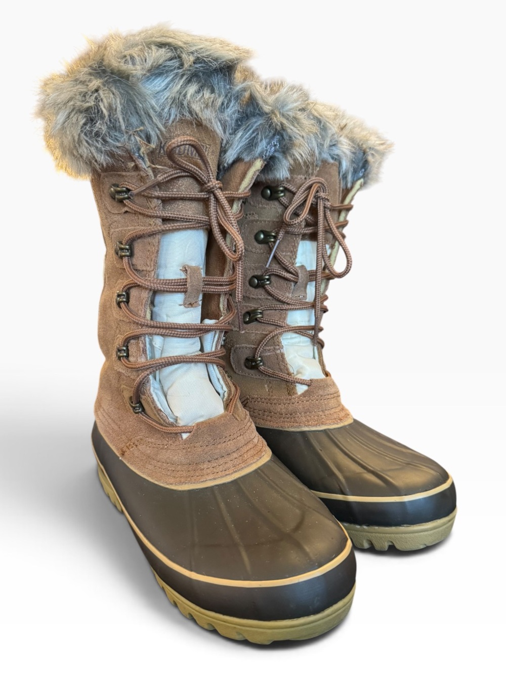 Khombu Faux-Fur Trim Quilted Lace-Up Winter Warm Boots size 7 - Picture 2 of 10